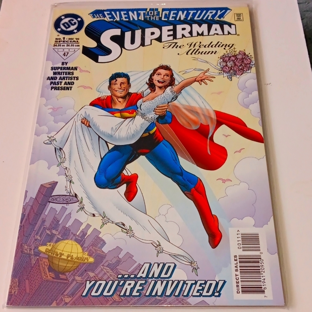 Superman 's wedding DC comics #1 +Superman red glass  # 56 vintage